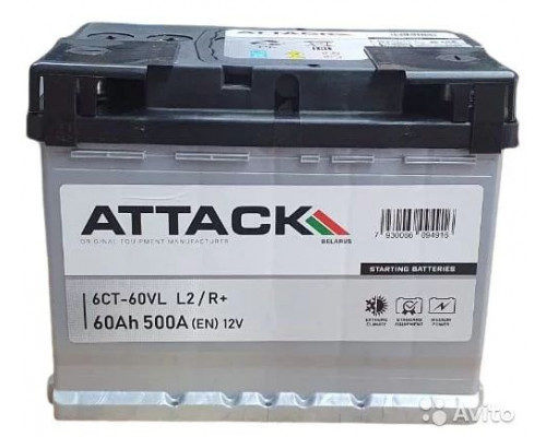 Аккумулятор ATTACK 12V 60Ah 500A Обратная полярность