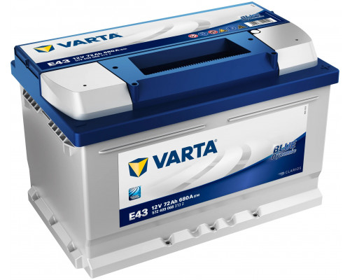 Аккумулятор VARTA Blue Dynamic E43 Низкий 12V 72Ah 680A Обратная полярность